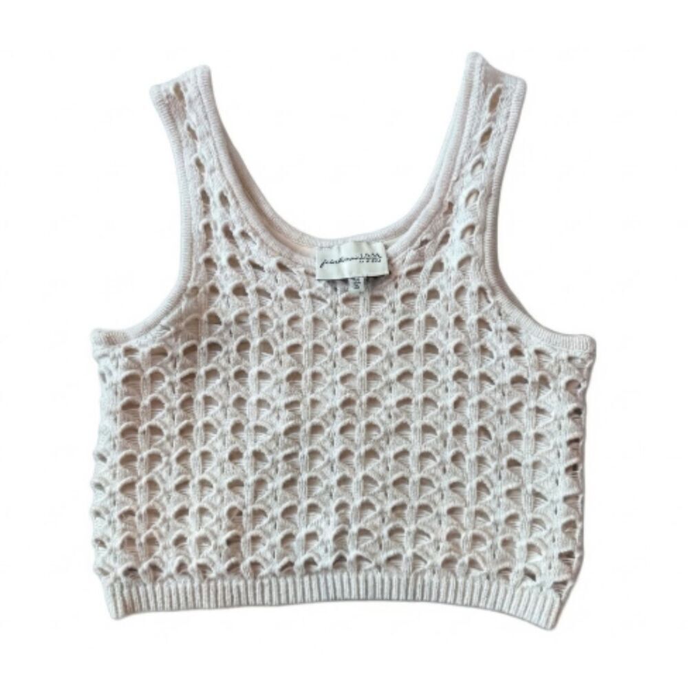 Freshman 1996 Cream Crochet Knit Crop Tank Top Boho Festival XS
